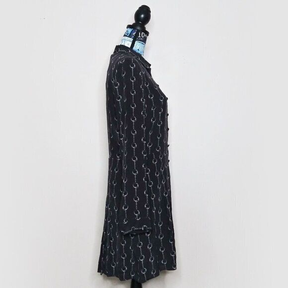 THE KOOPLES Handcuffs Silk Dress Pleated Button Up Chains Black White Sz 3/US 8 - Picture 8 of 15